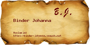 Binder Johanna névjegykártya